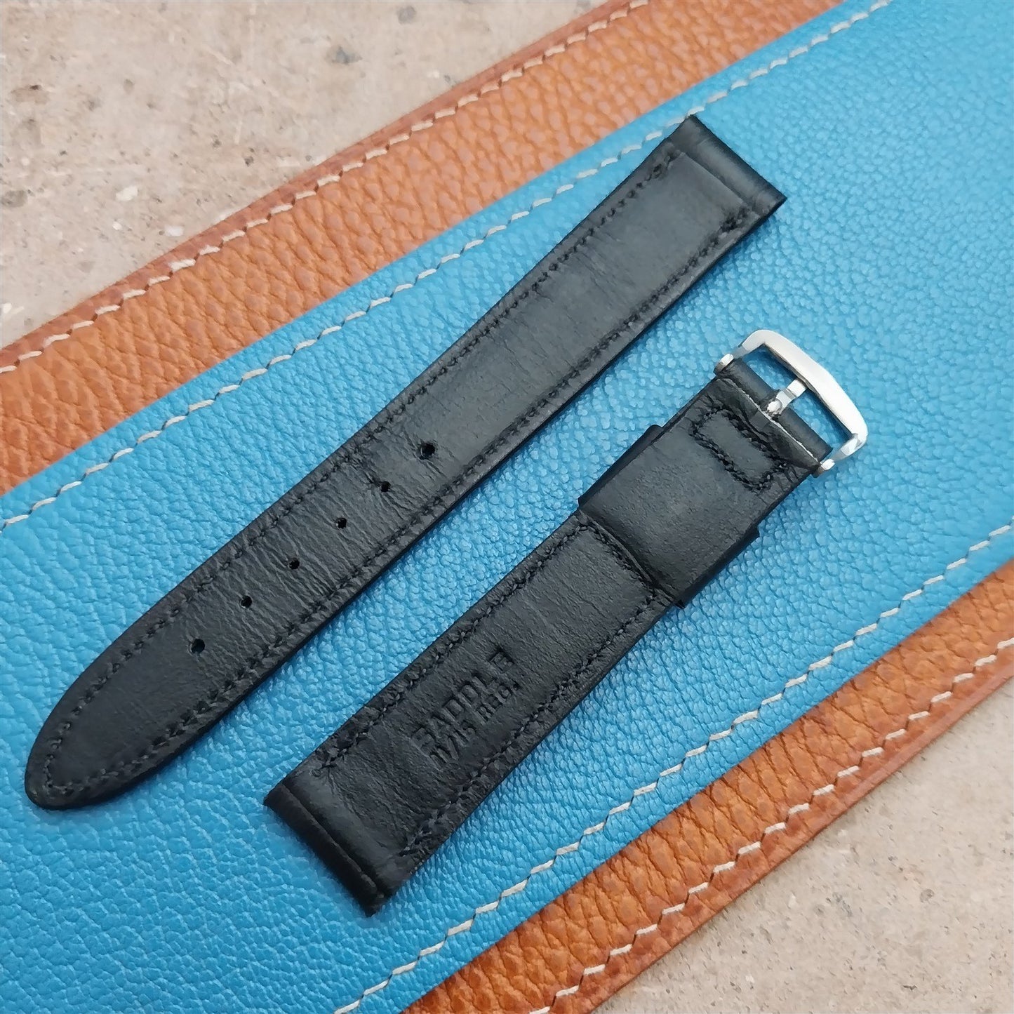 1970s Vintage 17.2mm Kalbe Tapered Saddle Leather Watch Strap