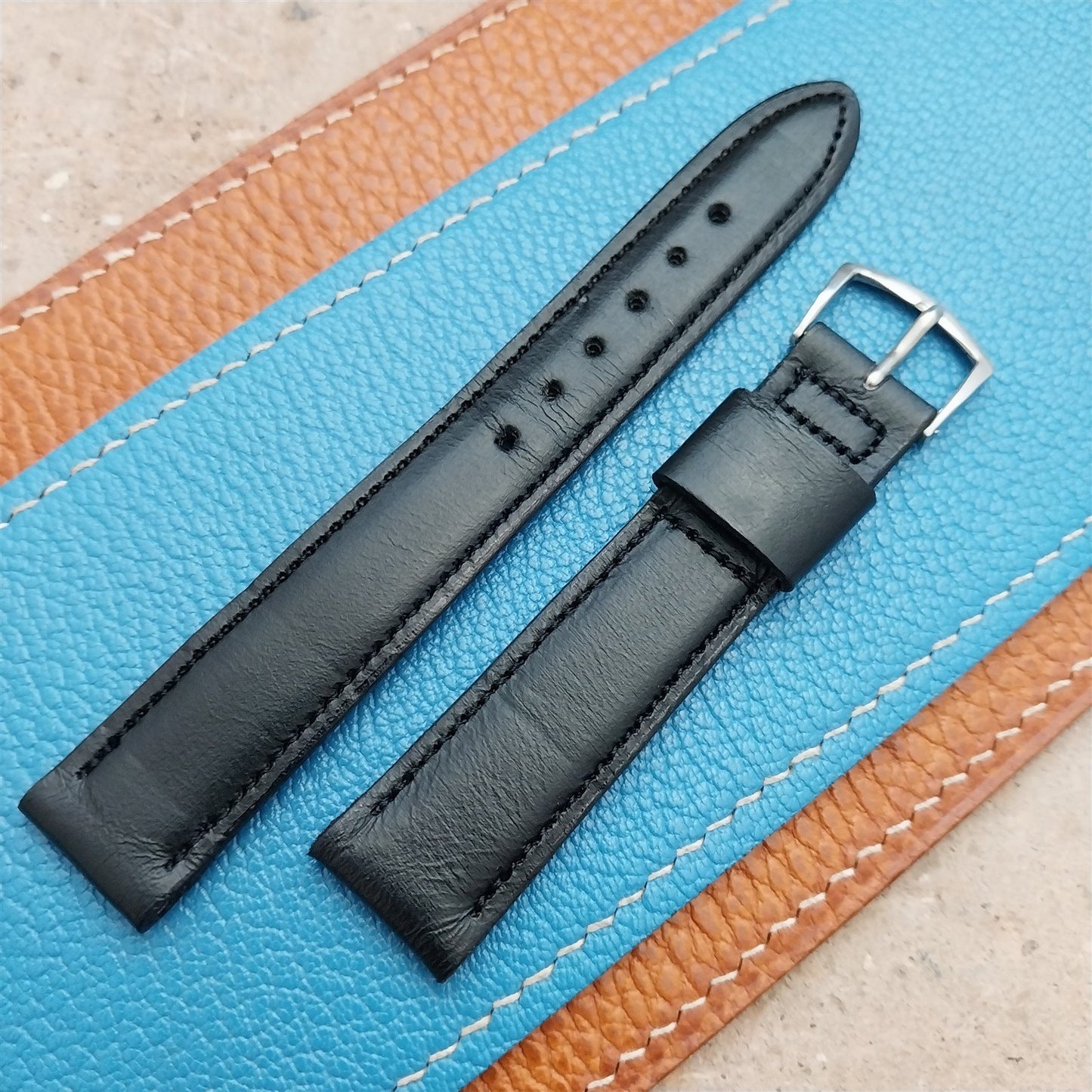 1970s Vintage 17.2mm Kalbe Tapered Saddle Leather Watch Strap
