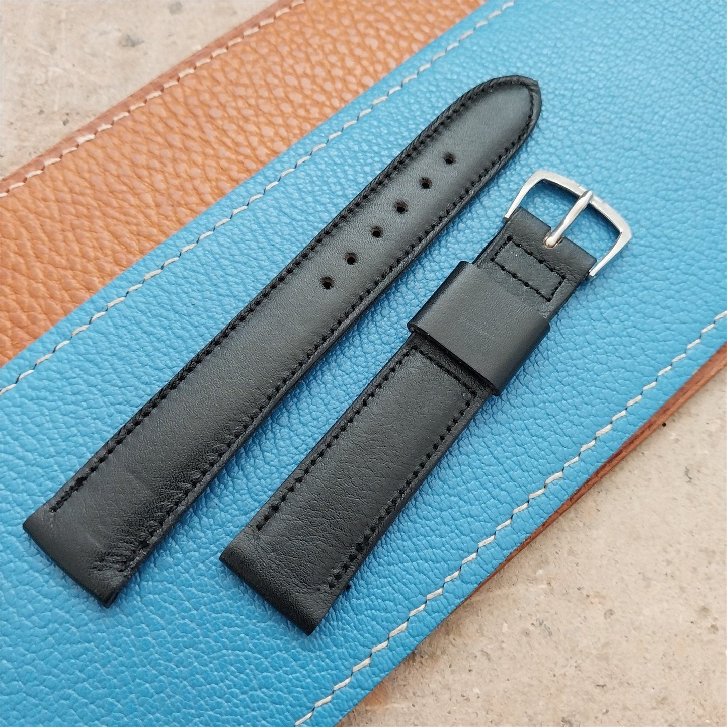 1970s Vintage 17.2mm Kalbe Tapered Saddle Leather Watch Strap
