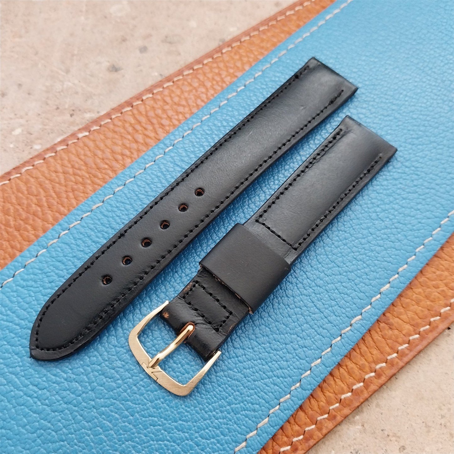 1970s Vintage 17.2mm Kalbe Tapered Saddle Leather Watch Strap