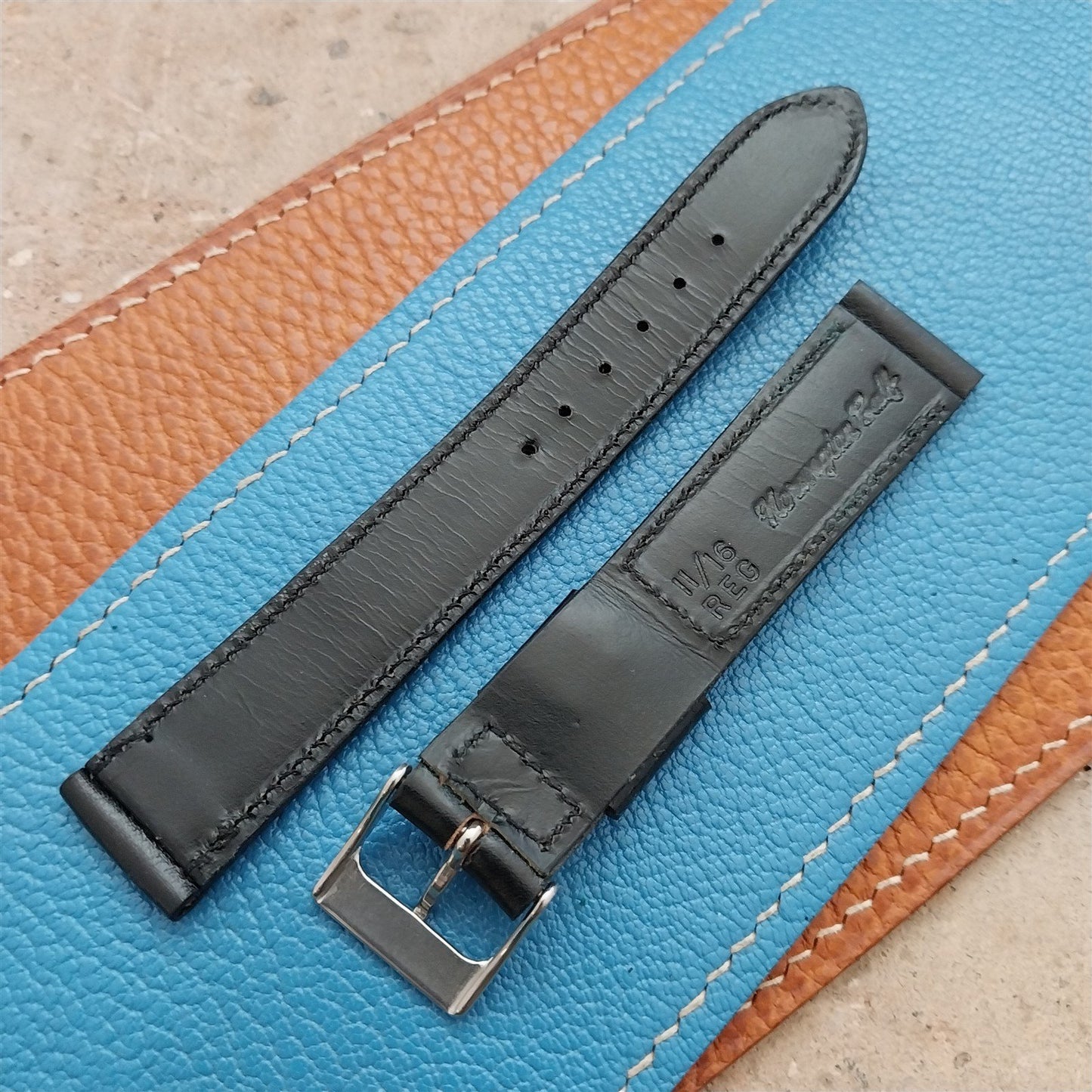 1970s Vintage 17.2mm Kalbe Tapered Saddle Leather Watch Strap