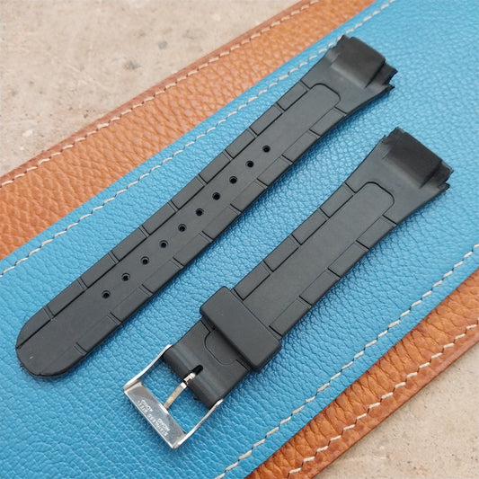 18mm Black Synthetic Unused Vintage Integrated LCD Watch Strap