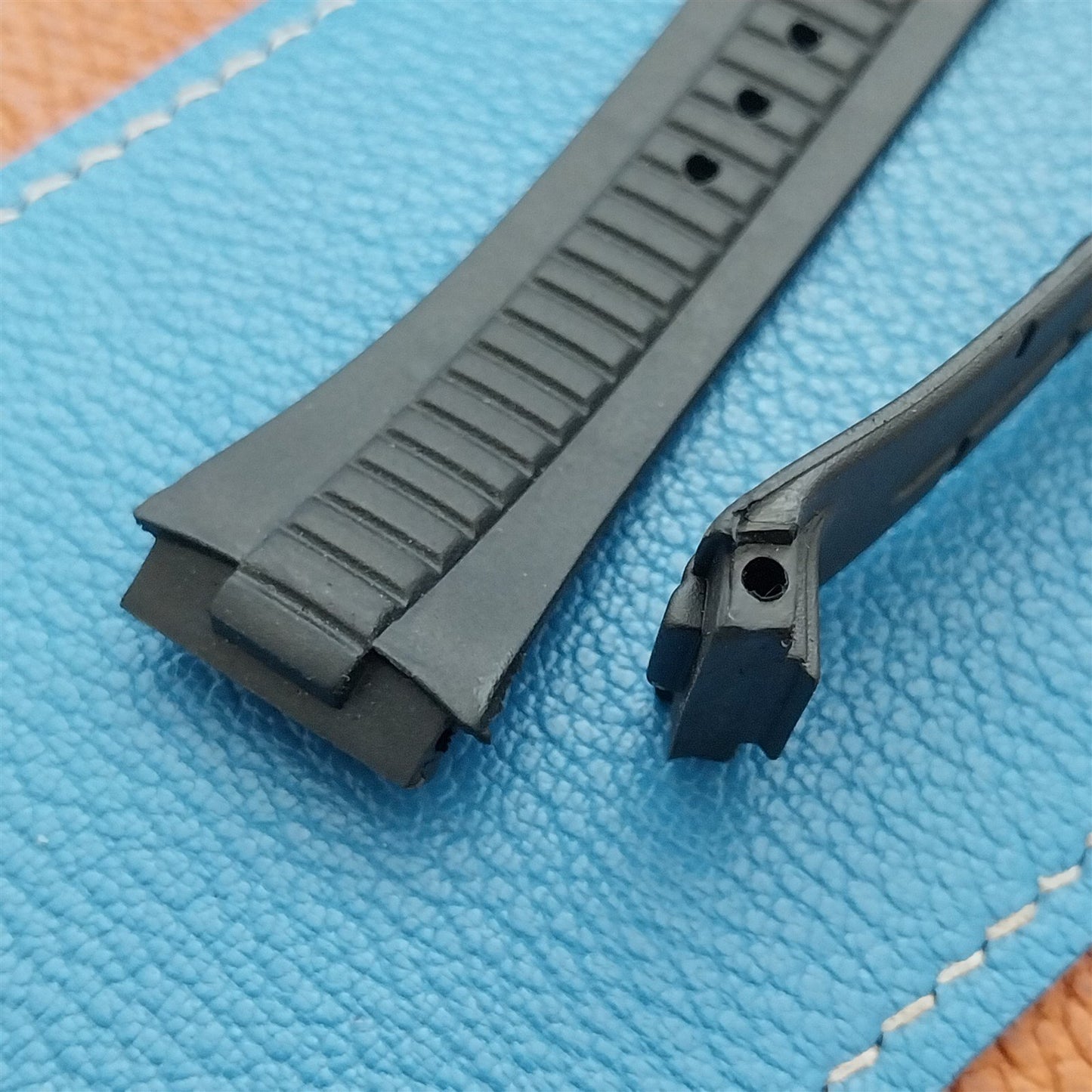 18mm Black Synthetic Unused Vintage Integrated LCD Watch Strap