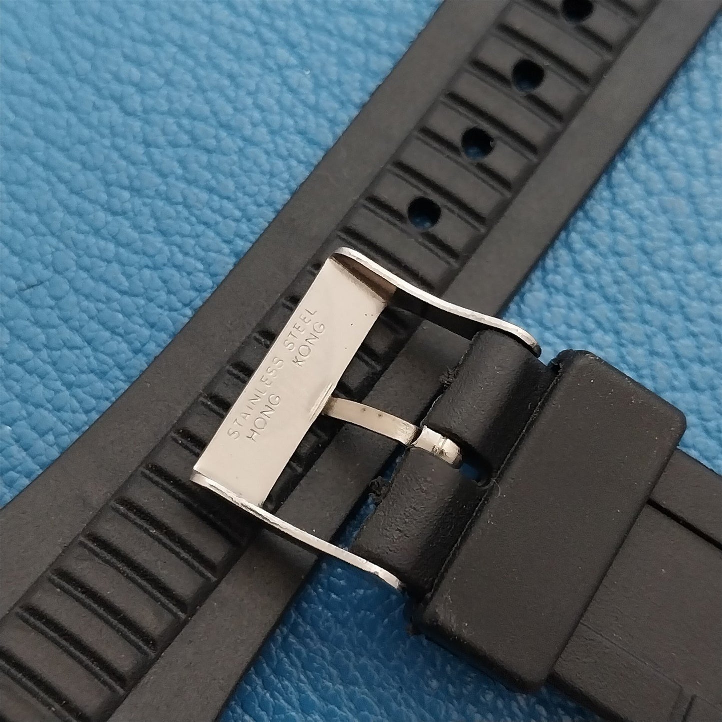 18mm Black Synthetic Unused Vintage Integrated LCD Watch Strap