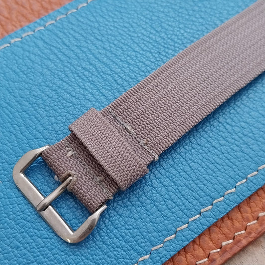 Vintage 18.5mm Gray Ribbed Nylon Single-Pass NOS Classic 1950s Field Watch Strap
