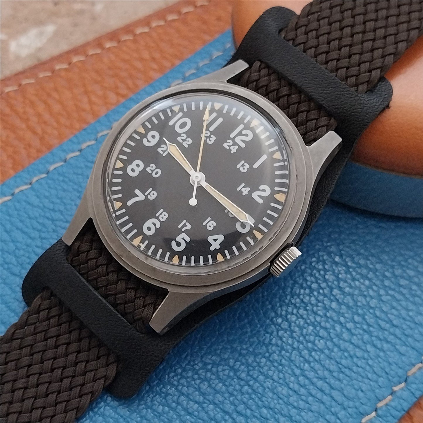 18mm Vintage Style Soft Calfskin Leather Bund Pad for Watch Strap