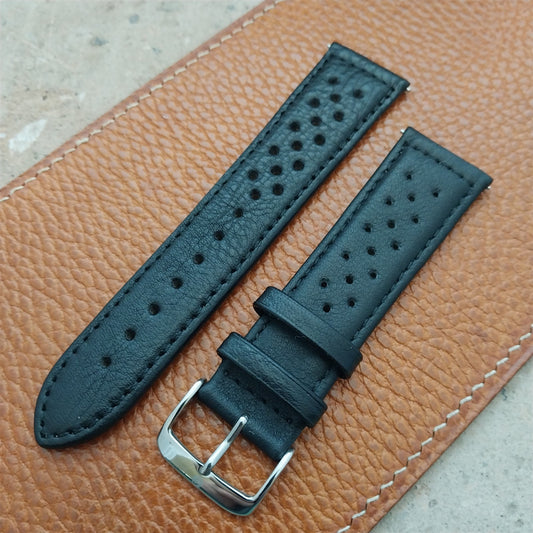 22mm Speidel Driving Strap Perforated Black Leather Watch Strap
