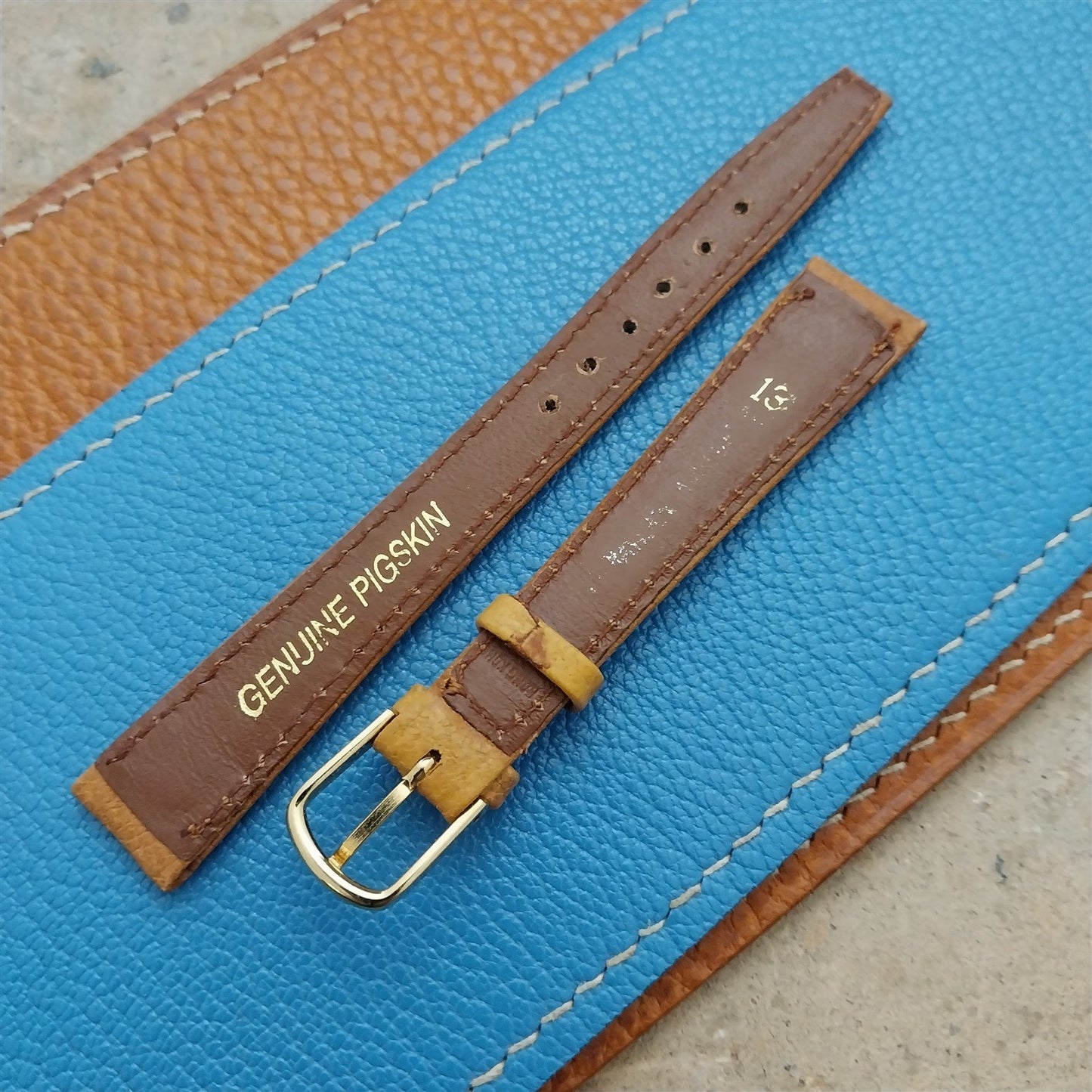 13mm Hadley Roma Brown Pigskin Leather Unused nos Vintage Watch Strap