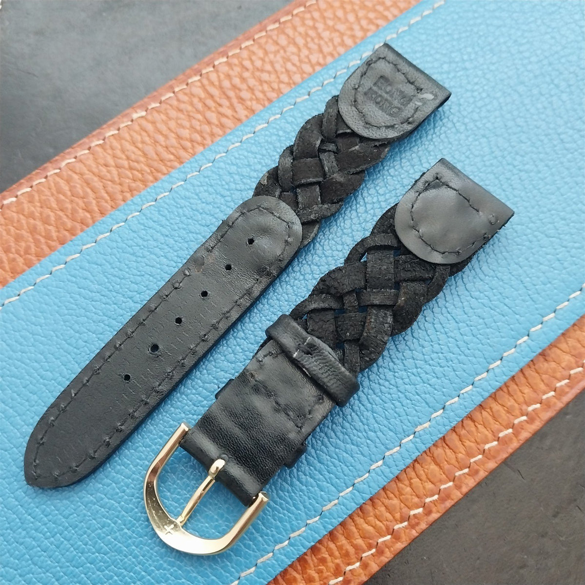 18mm Hirsch Black Braided Leather Unused Watch Strap