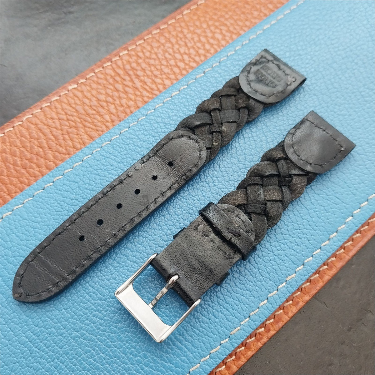 18mm Hirsch Black Braided Leather Unused Watch Strap