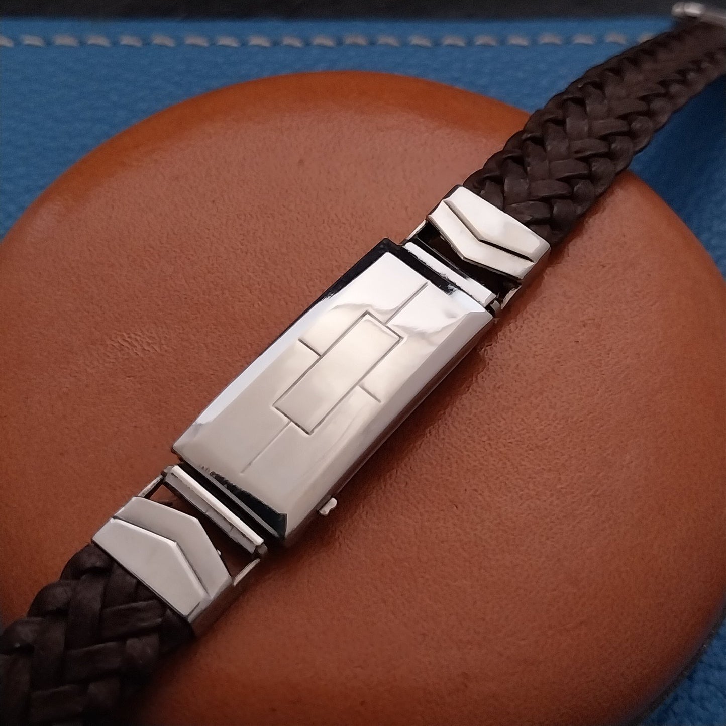 1940s Sternite Art Deco Braided Leather Vintage Watch Band