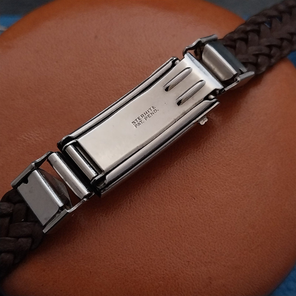 1940s Sternite Art Deco Braided Leather Vintage Watch Band