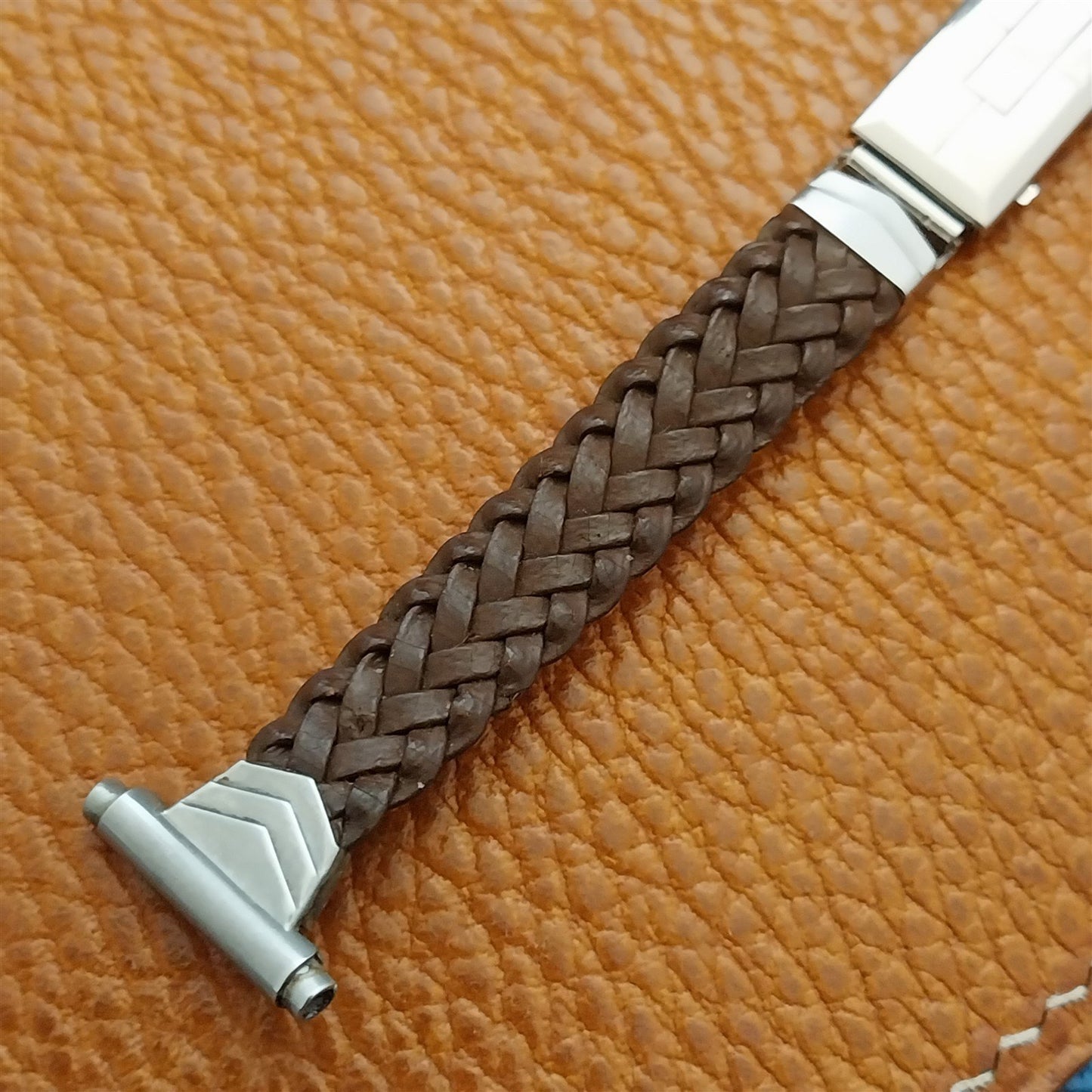 1940s Sternite Art Deco Braided Leather Vintage Watch Band