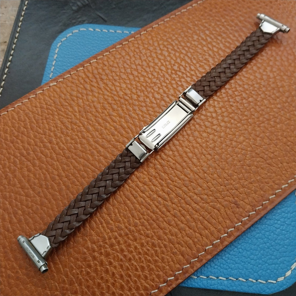 1940s Sternite Art Deco Braided Leather Vintage Watch Band