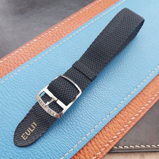 18mm Black Braided Perlon Unused 1970s Vintage Watch Strap