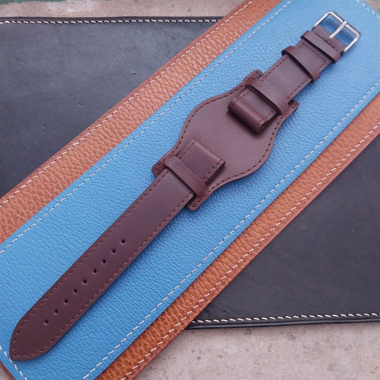 20mm Brown Leather Bund Aviator Pilot Watch Strap