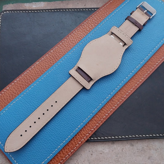 20mm Brown Leather Bund Aviator Pilot Watch Strap
