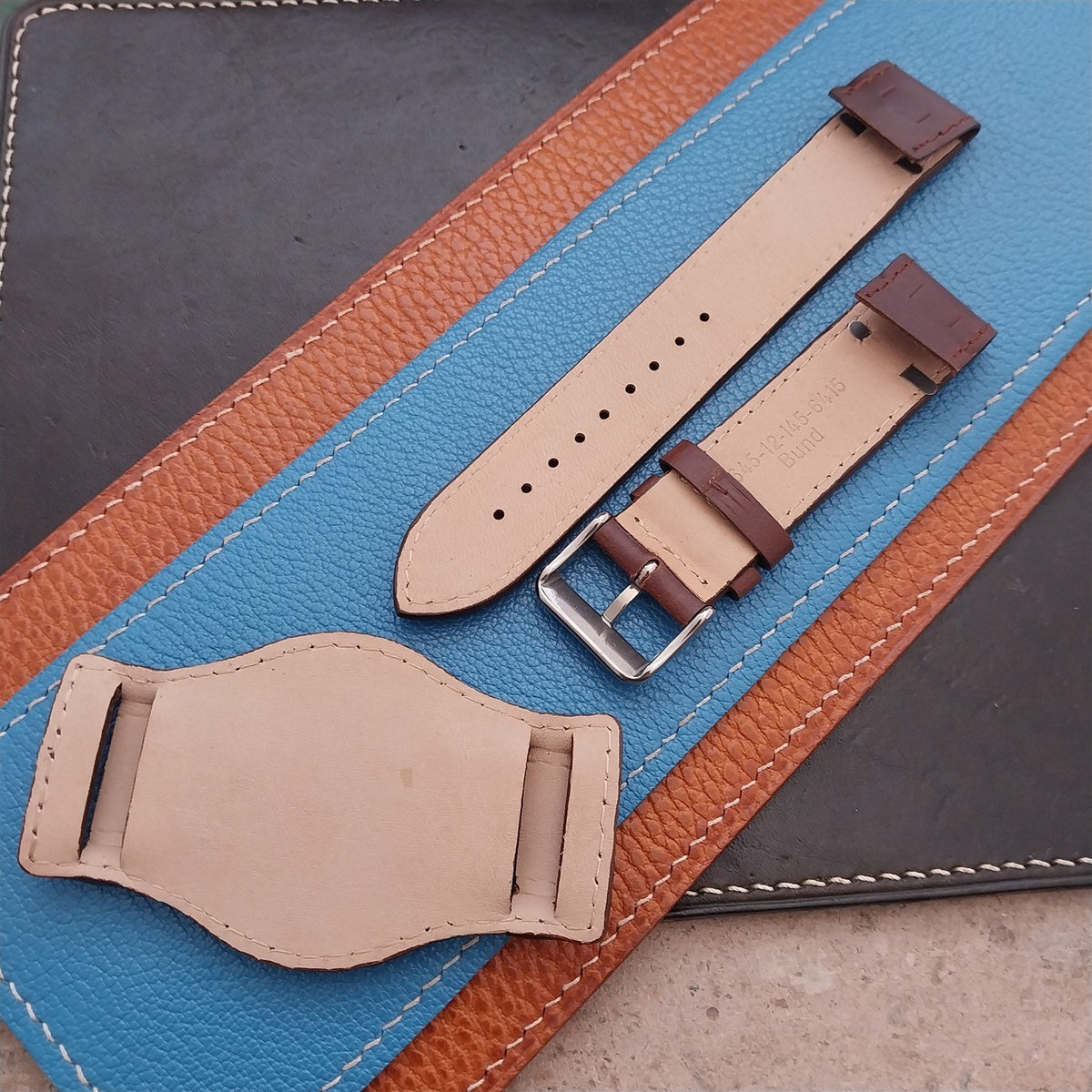 20mm Brown Leather Bund Aviator Pilot Watch Strap