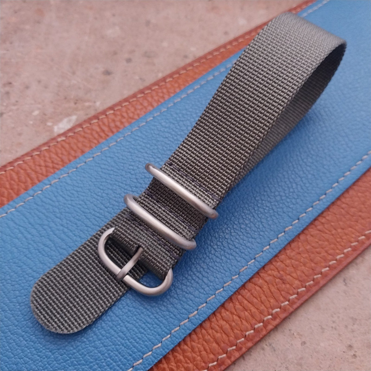 22mm ACU Gray Maratac Zulu Watch Strap & Brushed Stainless Hardware