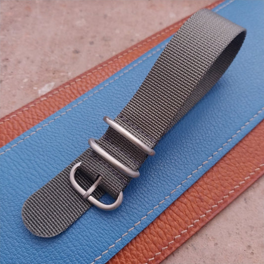 22mm Gray Nylon Watch Strap & Brushed Stainless Hardware