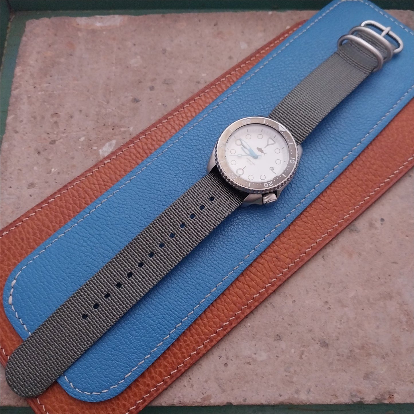 22mm ACU Gray Maratac Zulu Watch Strap & Brushed Stainless Hardware