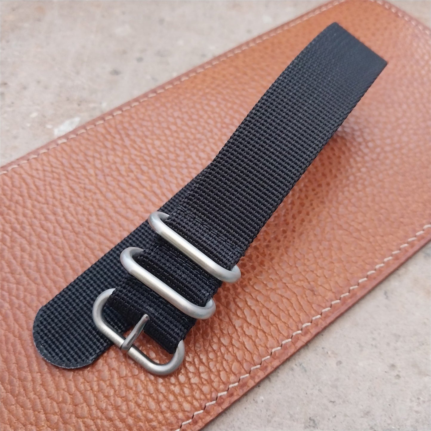 22mm Black Maratac Zulu Watch Strap & Brushed Stainless Hardware