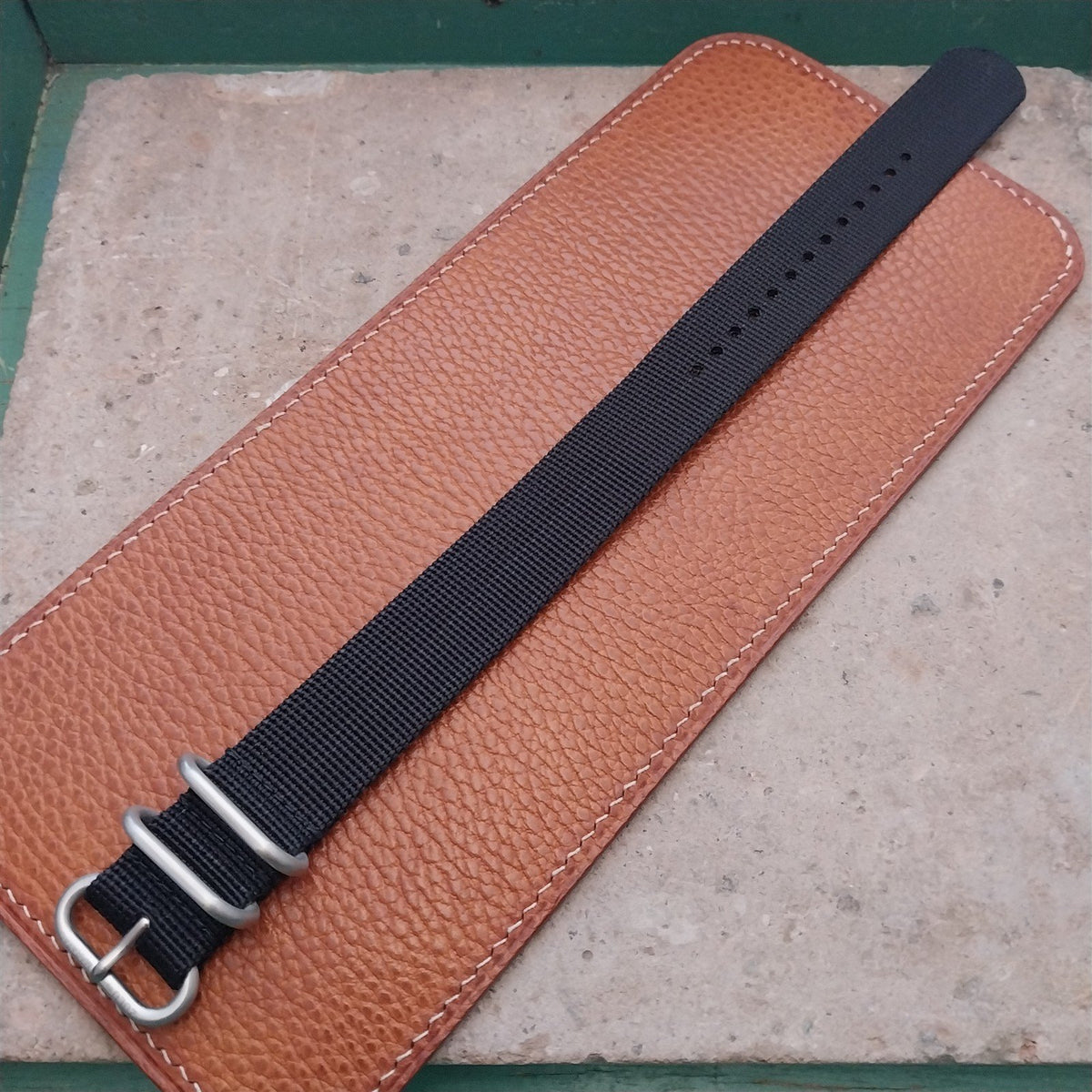 22mm Black Maratac Zulu Watch Strap & Brushed Stainless Hardware