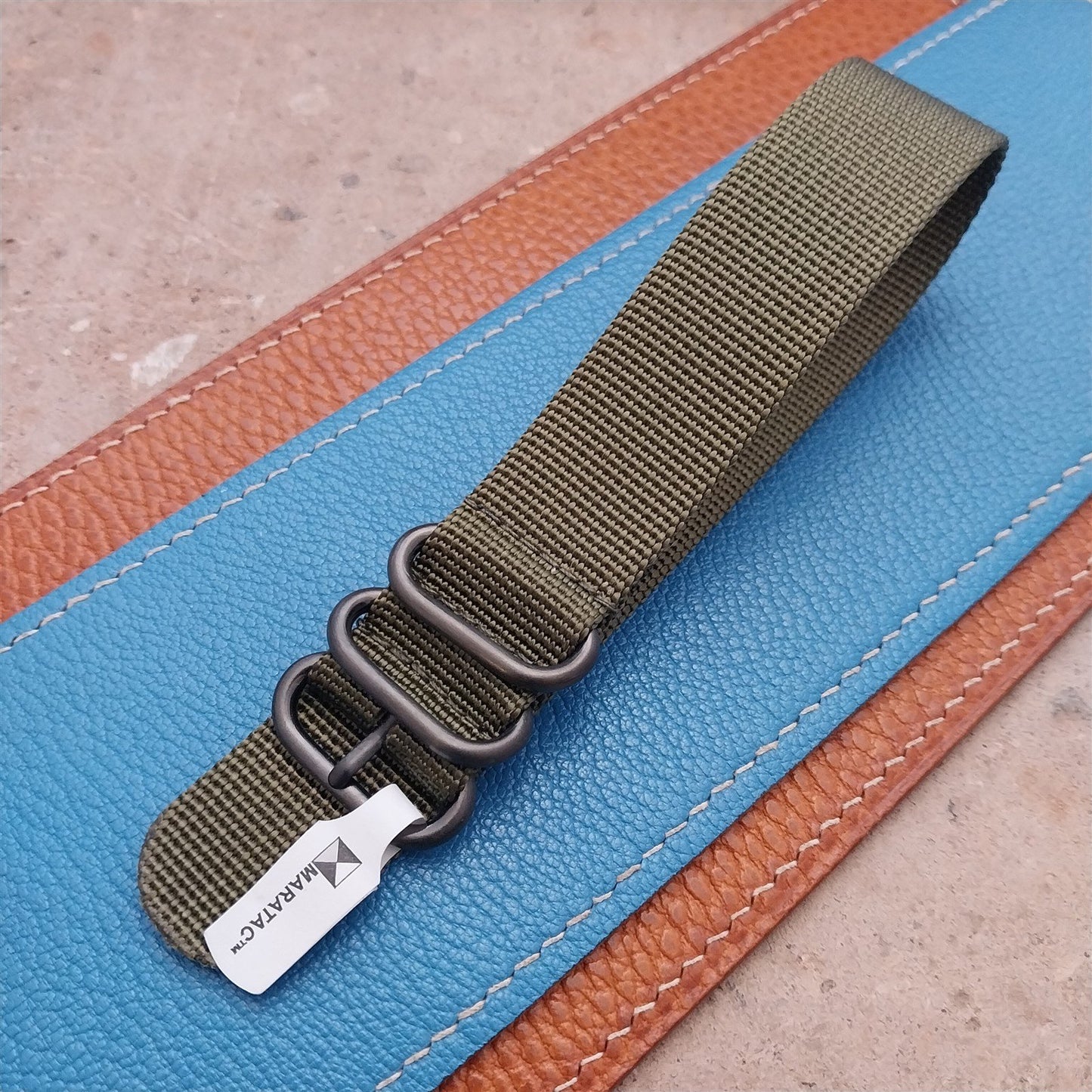 22mm Olive Drab Green Maratac Zulu Watch Strap & Black Hardware