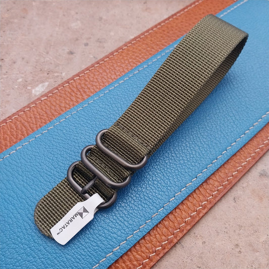 22mm Olive Drab Green Maratac Zulu Watch Strap & Black Hardware