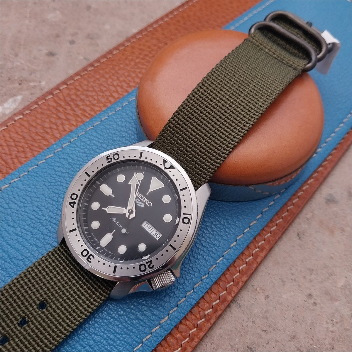22mm Olive Drab Green Maratac Zulu Watch Strap & Black Hardware