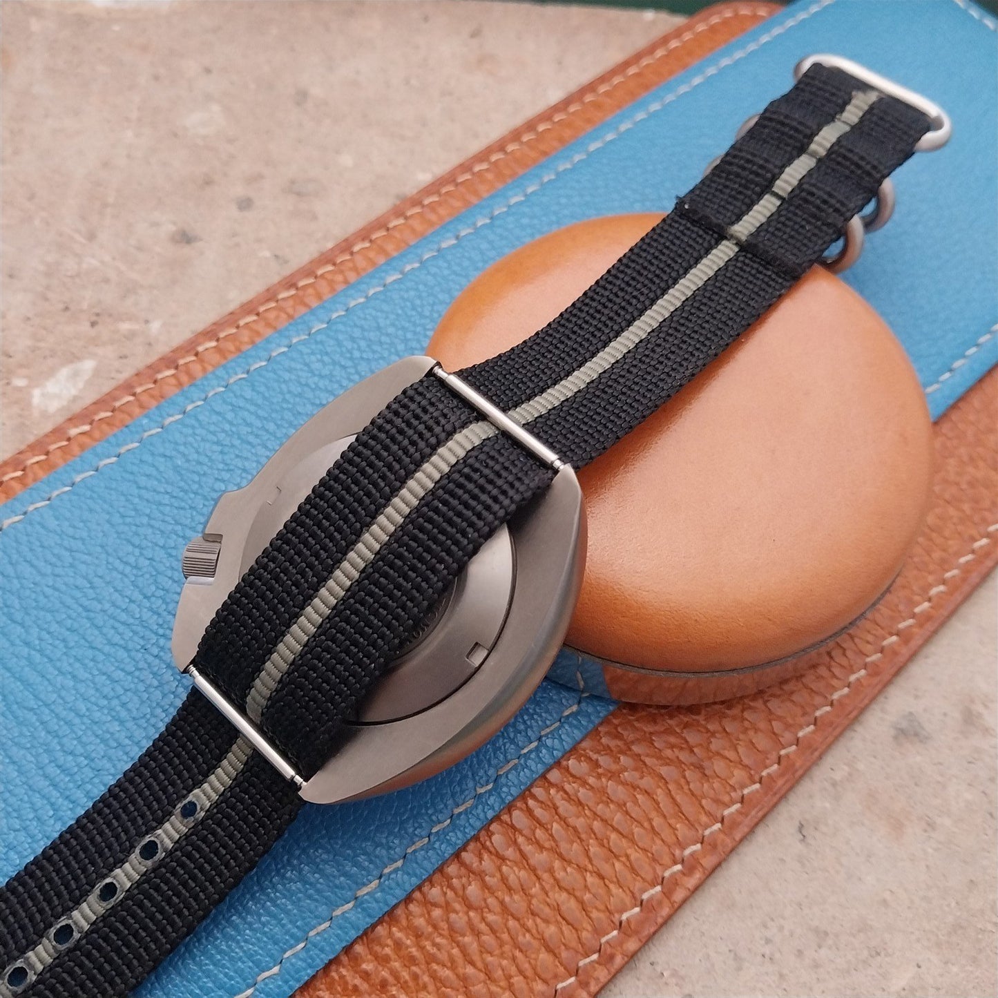 20mm Black & Green Stripe Maratac Zulu Watch Strap & Brushed Stainless Hardware