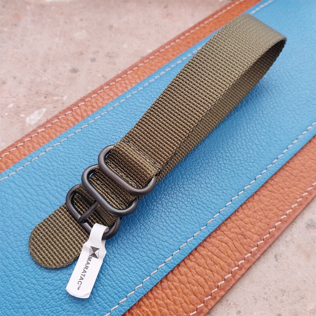 20mm OD Green Maratac Zulu Watch Strap & Black Stainless Hardware