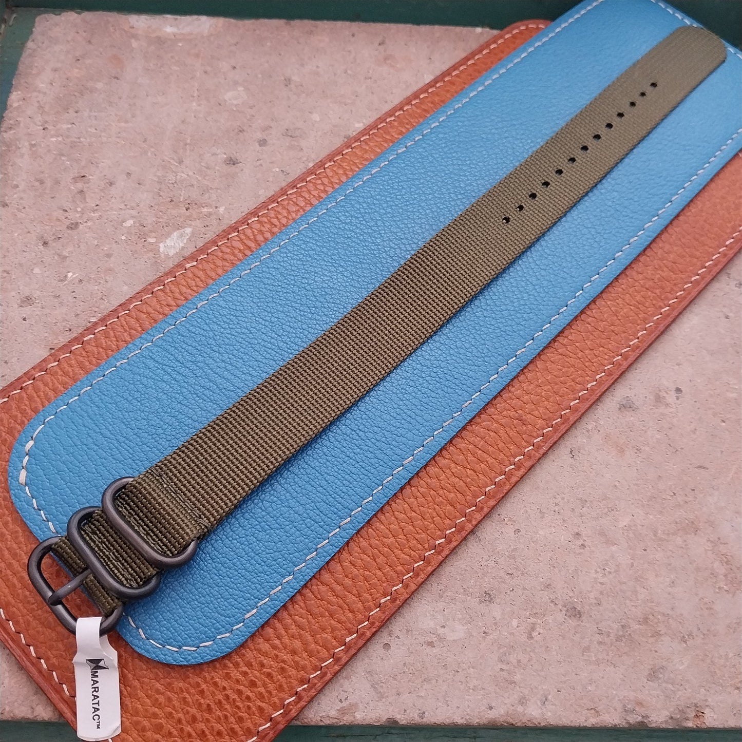 20mm OD Green Maratac Zulu Watch Strap & Black Stainless Hardware