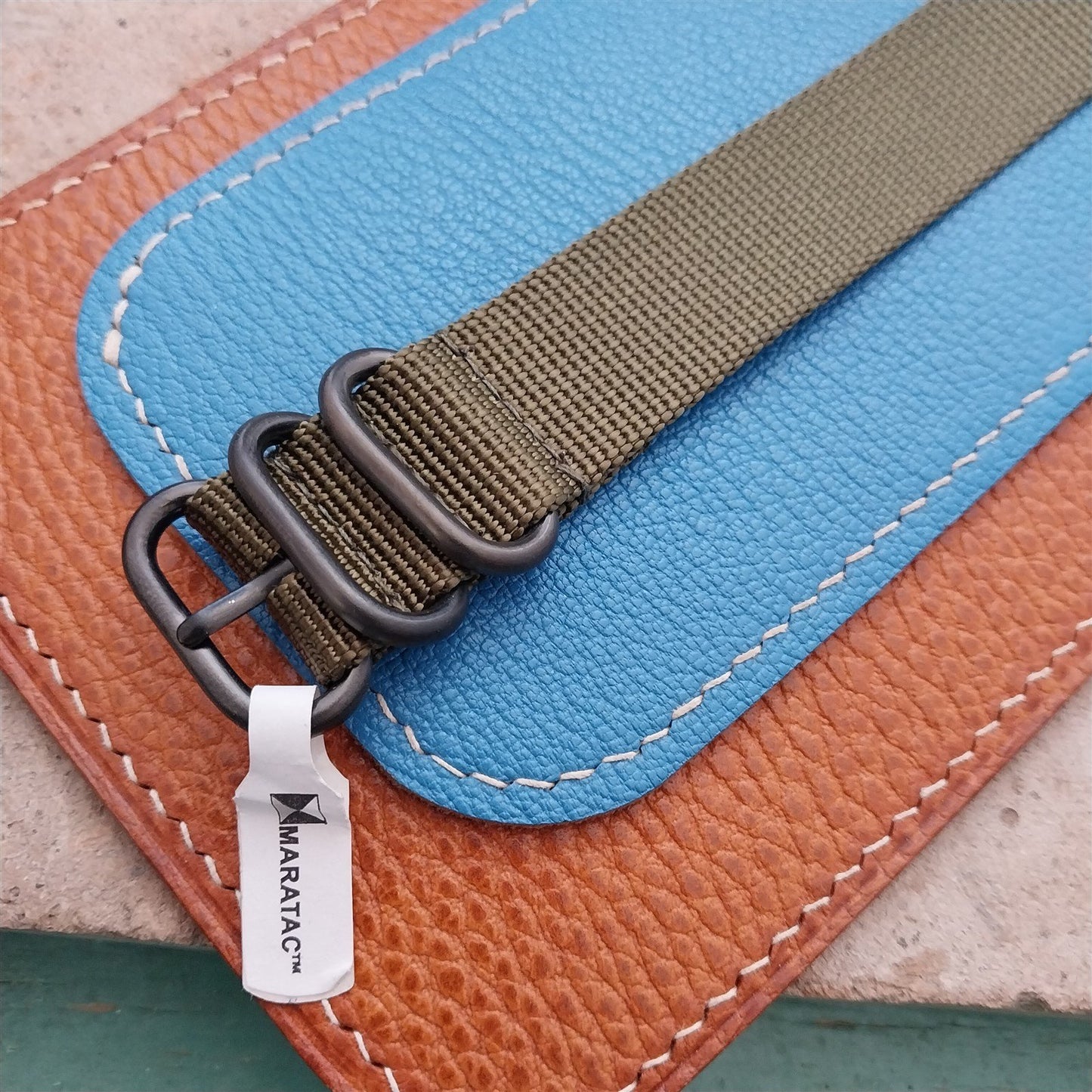 20mm OD Green Maratac Zulu Watch Strap & Black Stainless Hardware