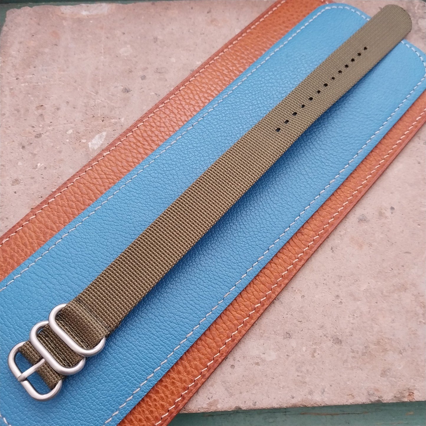20mm OD Green Maratac Zulu Watch Strap & Brushed Stainless Hardware