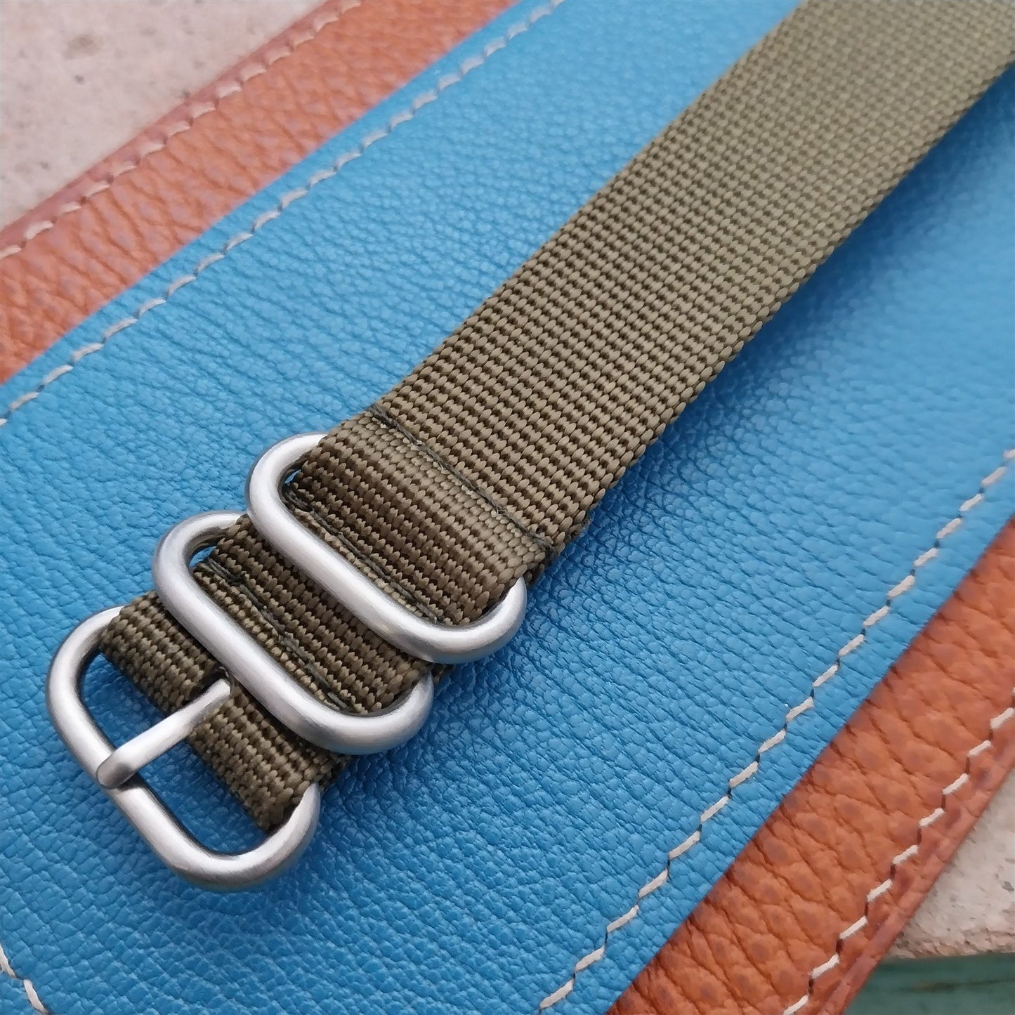 20mm OD Green Maratac Zulu Watch Strap & Brushed Stainless Hardware