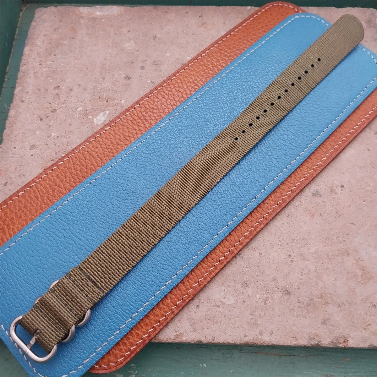20mm OD Green Maratac Zulu Watch Strap & Brushed Stainless Hardware