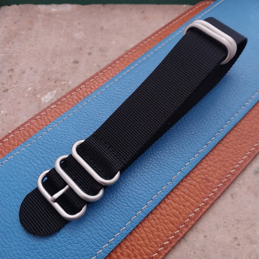 24mm Black Maratac 4 Ring Zulu Watch Strap