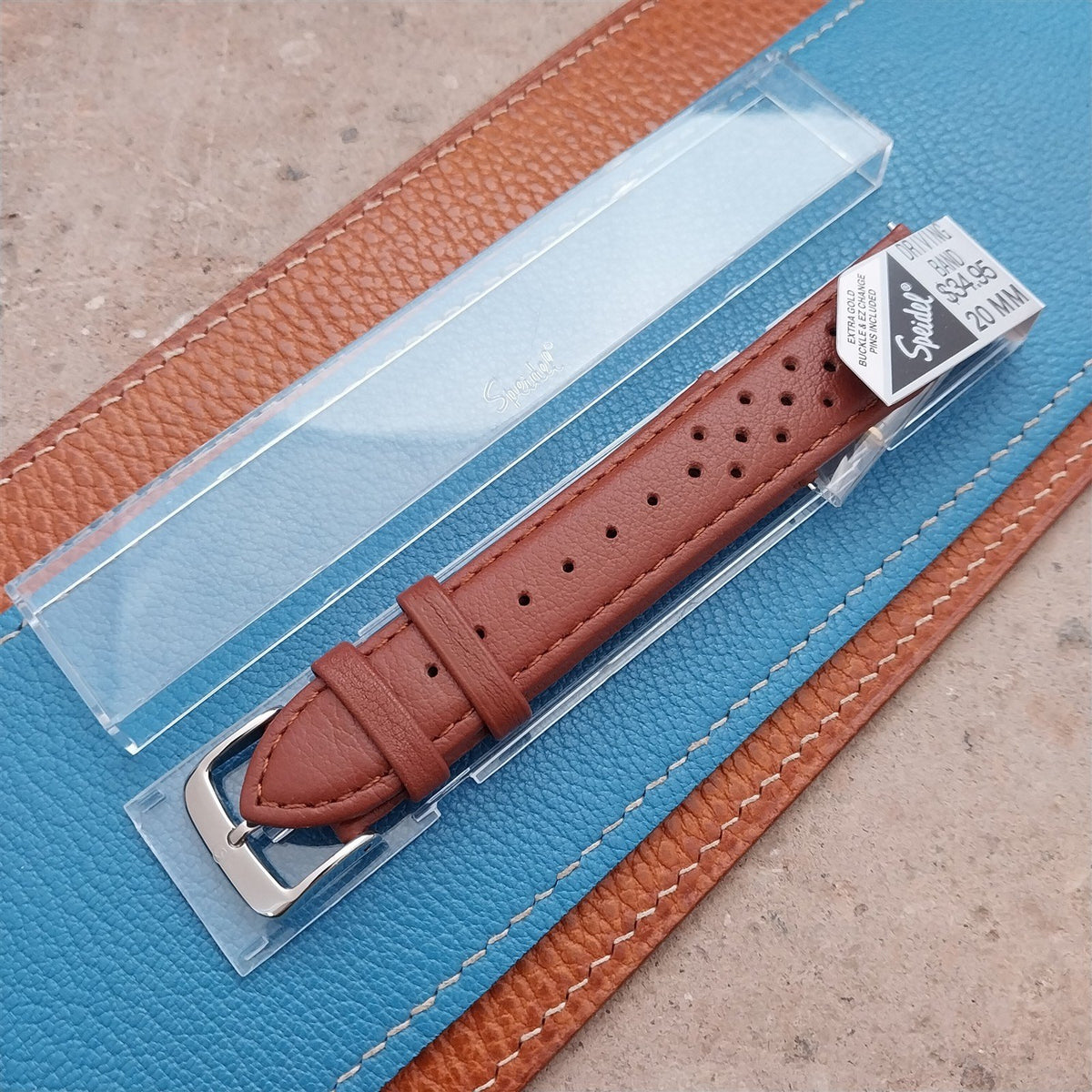 20mm Speidel Driving Perforated Honey Brown Leather Watch Strap