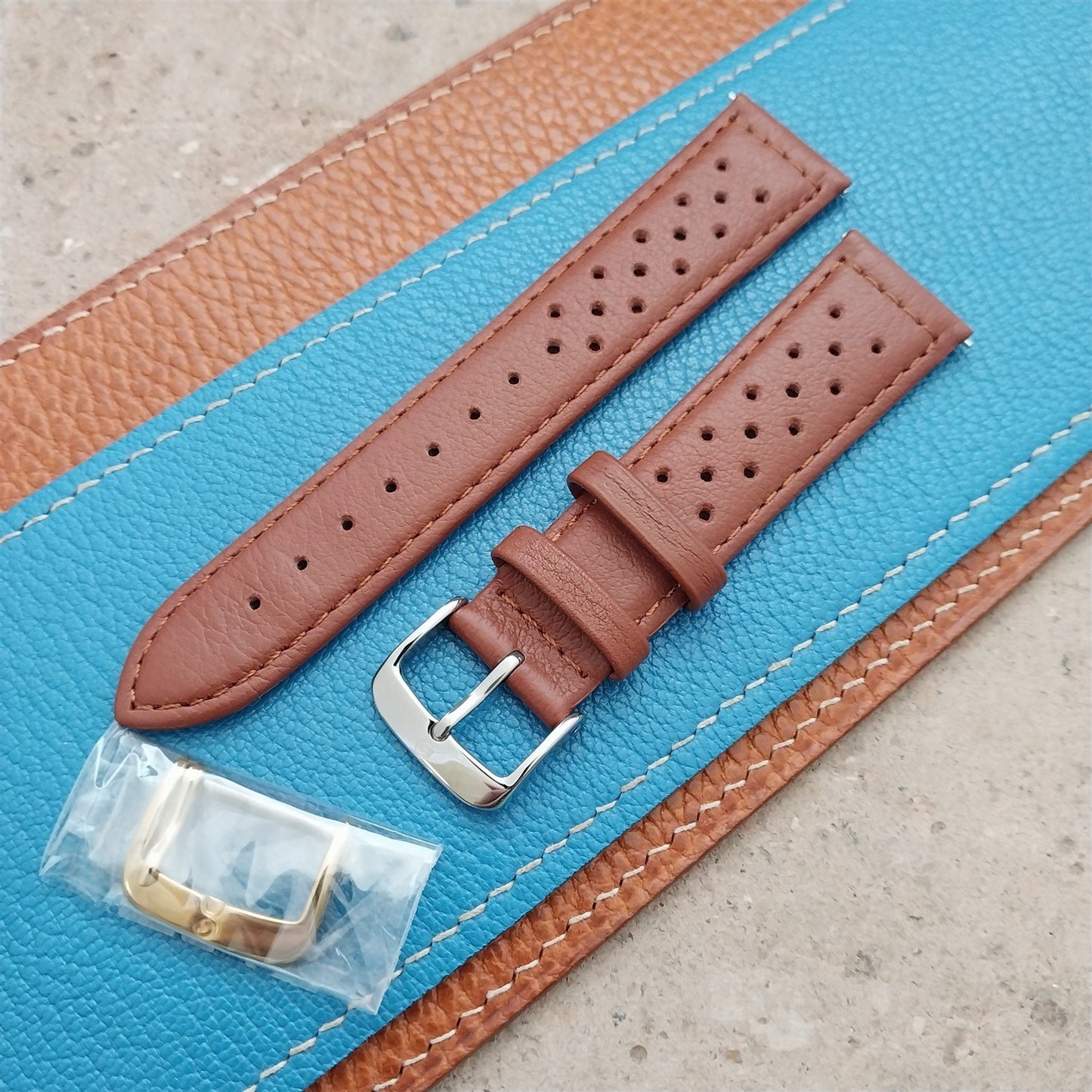 20mm Speidel Driving Perforated Honey Brown Leather Watch Strap