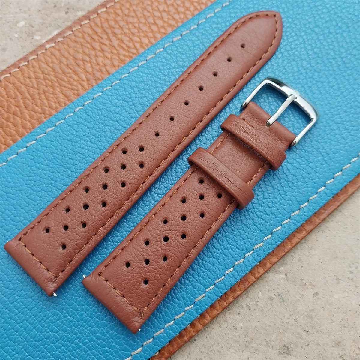 20mm Speidel Driving Perforated Honey Brown Leather Watch Strap
