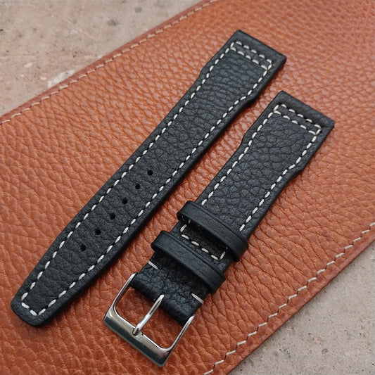 21mm Black Rios Typhoon Buffalo Leather Aviator Pilot Watch Strap