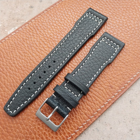 21mm Black Rios Typhoon Buffalo Leather Aviator Pilot Watch Strap