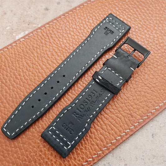 21mm Black Rios Typhoon Buffalo Leather Aviator Pilot Watch Strap