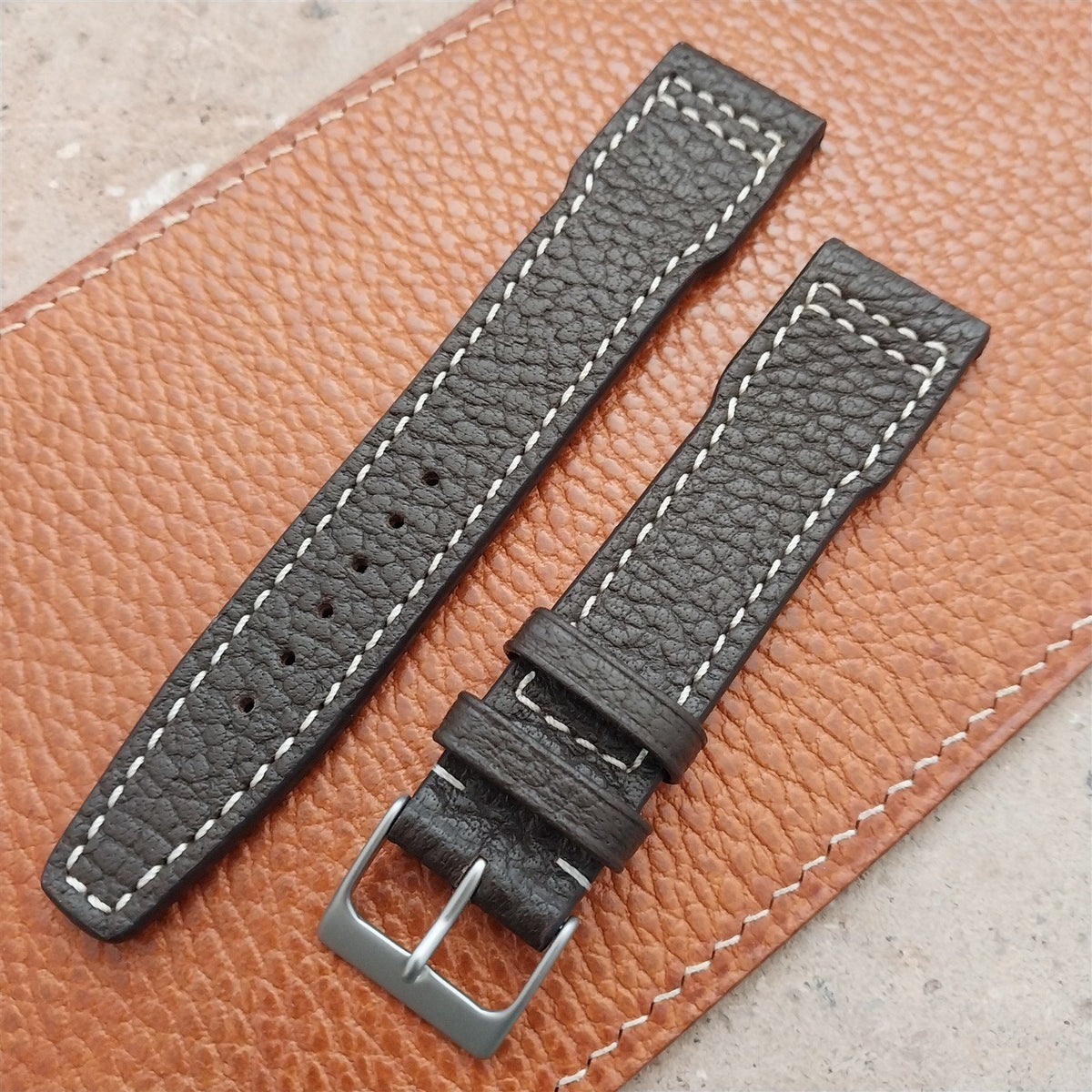 21mm Rios Typhoon Mocha Buffalo Leather Aviator Pilot Watch Strap
