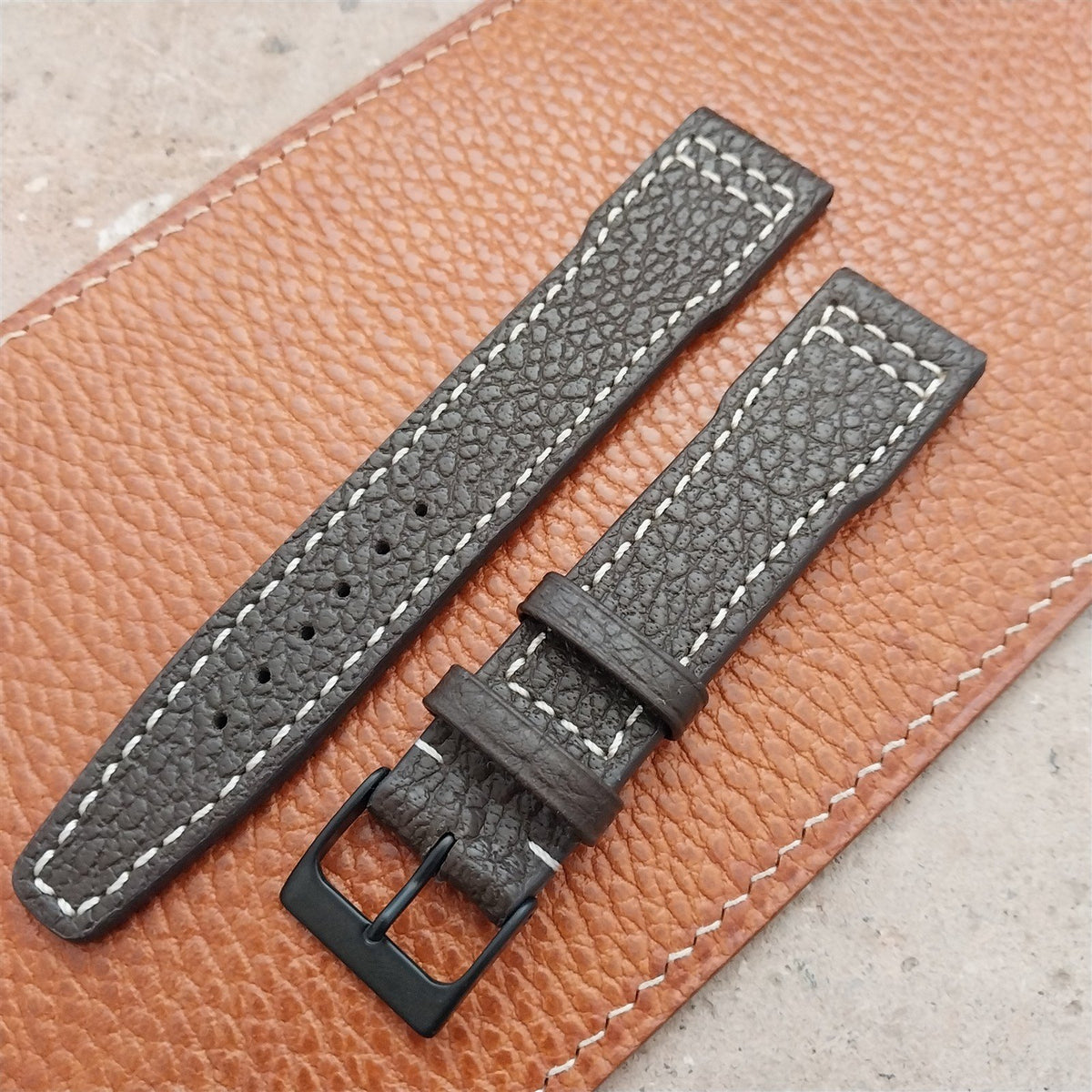 20mm Mocha Rios Typhoon Buffalo Leather Aviator Pilot Watch Strap
