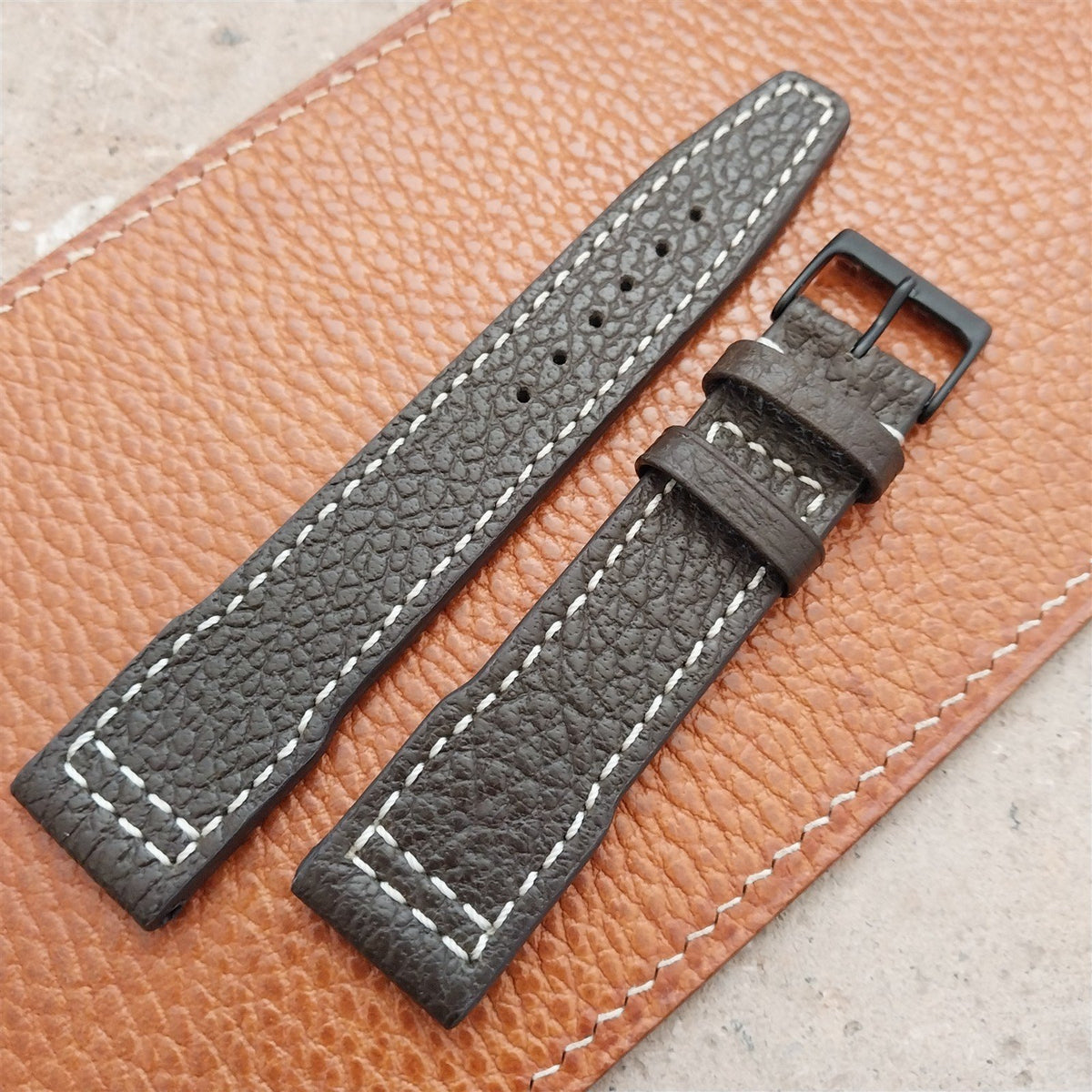 20mm Mocha Rios Typhoon Buffalo Leather Aviator Pilot Watch Strap