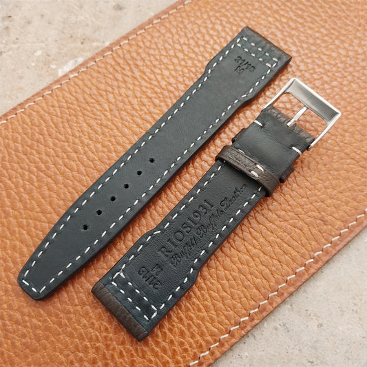 21mm Rios Typhoon Mocha Buffalo Leather Aviator Pilot Watch Strap
