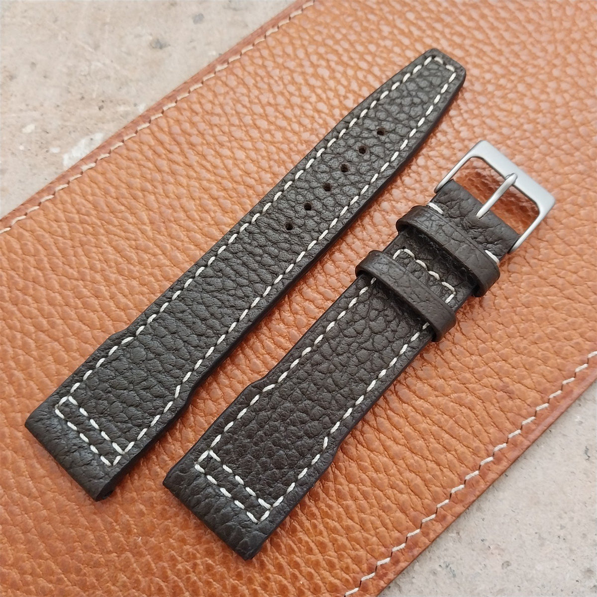 21mm Rios Typhoon Mocha Buffalo Leather Aviator Pilot Watch Strap