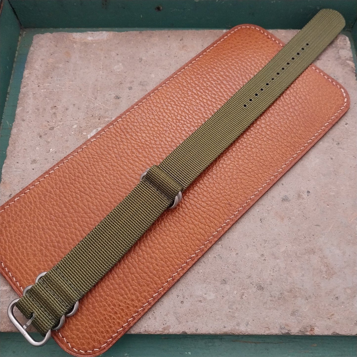 24mm OD Green Maratac 4 Ring Zulu Watch Strap
